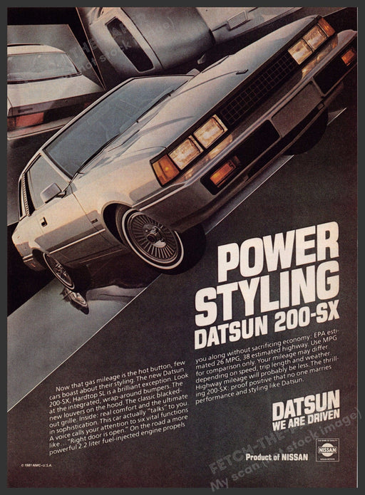 Datsun 200-SX 1980s Print Advertisement 1982 Power Styling Fetch-the-Paper