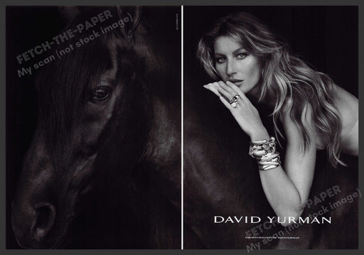 David Yurman Jewelry 2010s Print Advertisement (2 pg) 2012 Gisele Bundchen Horse Fetch-the-Paper