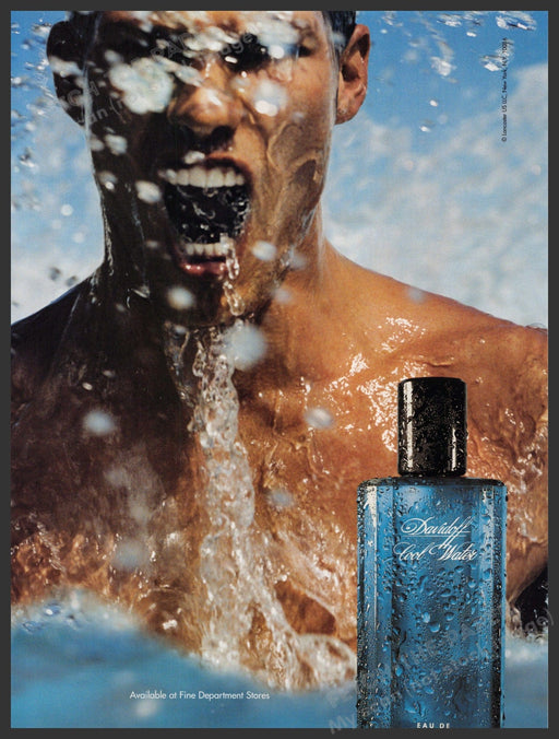 Davidoff Cool Water 2000s Print Advertisement 2001 Man Out of the Water Fetch-the-Paper