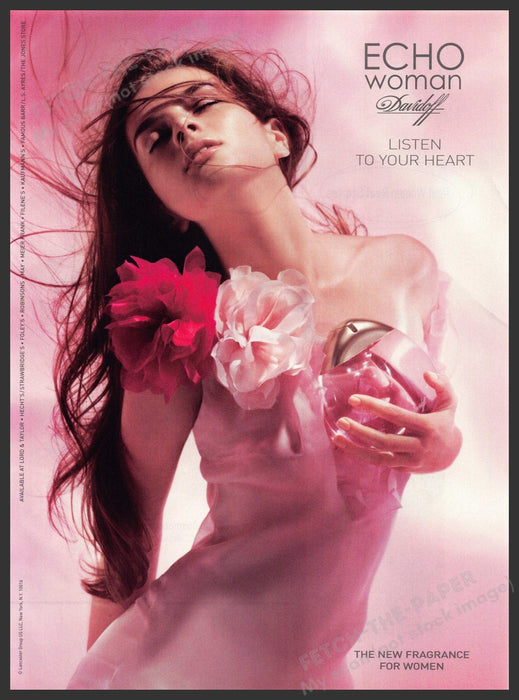 Davidoff Echo Woman 2000s Print Advertisement 2005 "Listen to your heart" Davidoff