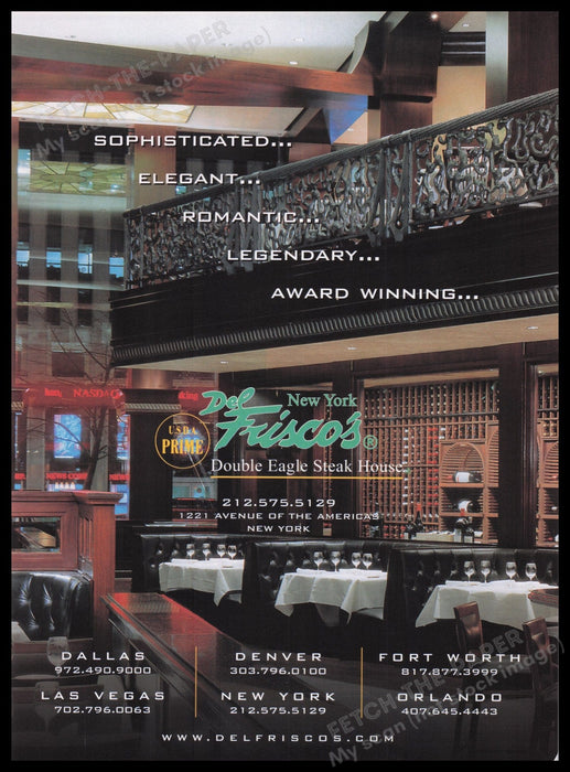 Del Frisco's New York Restaurant 2000s Print Advertisement Ad 2005 Fetch the Paper!