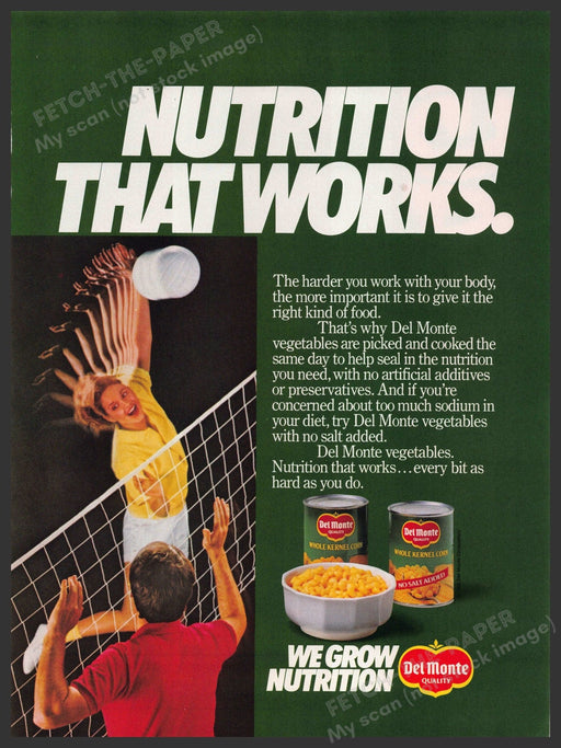 Del Monte 1980s Print Advertisement Ad 1987 Corn Volleyball Spiking Del Monte