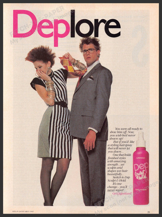 Dep 1980s Print Advertisement Ad 1987 Hair "Deplore" Dep