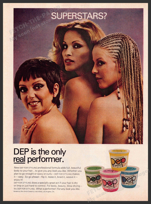 Dep for Styling 1980s Print Advertisement 1981 Hair Superstars Fetch-the-Paper