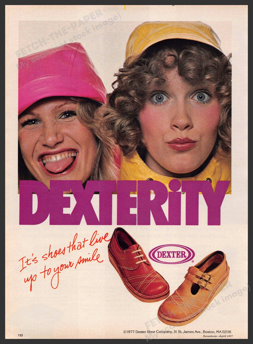 Dexter Shoes 1970s Print Advertisement 1977 "shoes that live up to your style" Dexter