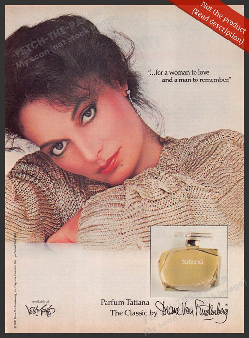 Dian Von Furstenberg 1980s Magazine Print Advertisement 1981 Tatiana Woman Love Fetch-the-Paper