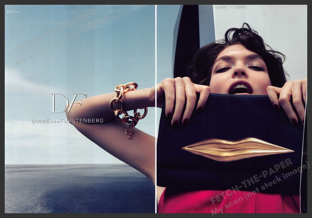 Diane Furstenberg Handbag 2010s Print Advertisement (2 page) 2012 Yelling Model Fetch-the-Paper