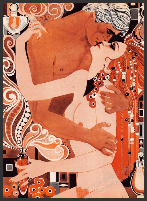 Dick Ellescas Artist 1980s Magazine Illustration 1981 Embracing Couple Fetch-the-Paper