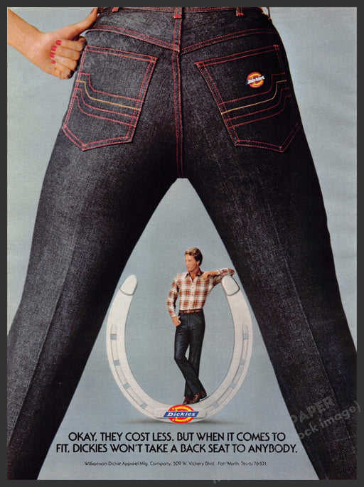 Dickies Jeans 1980s Print Advertisement 1981 Legs Horseshoe Back Seat Dickies