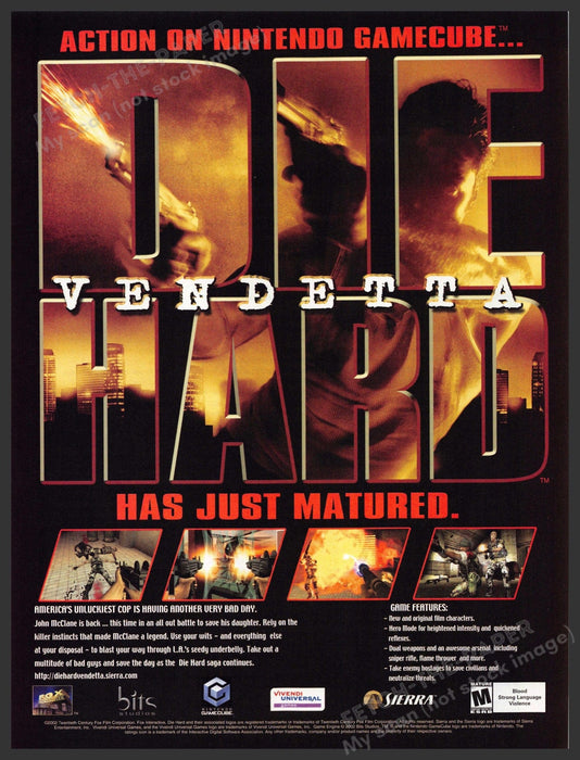 Die Hard Vendetta 2000s Video Game Print Advertisement 2003 "..has just matured" Fetch-the-Paper