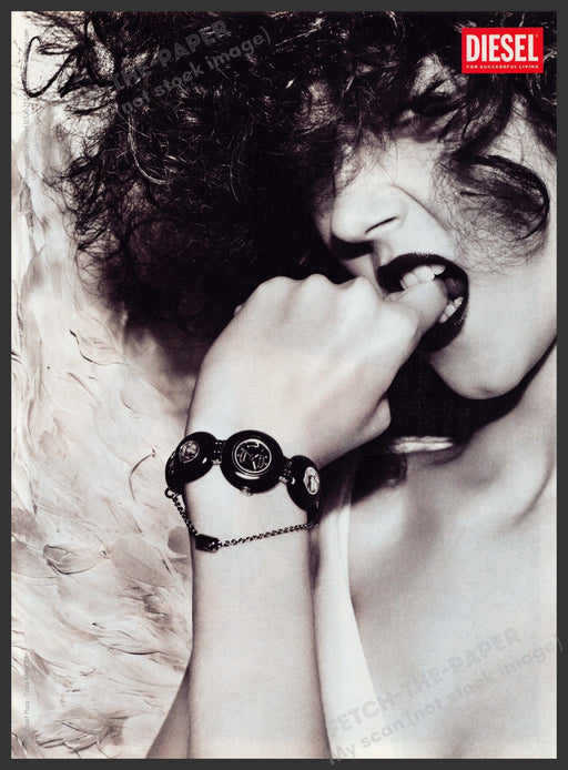 Diesel Watch 2000s Print Advertisement 2006 Mouth Biting Knuckle Fetch-the-Paper