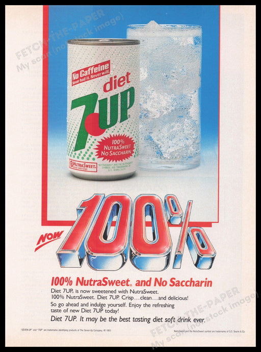 Diet 7 Up 1980s Print Advertisement Ad 1985 Fetch the Paper!
