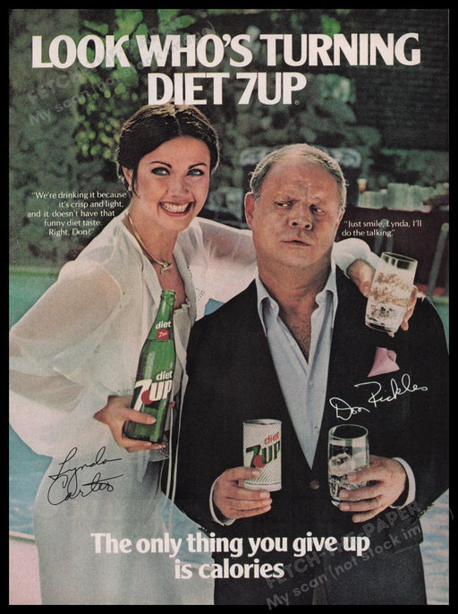 Diet 7 Up Lynda Carter Don Rickles 1980s Print Advertisement Ad 1980 Fetch the Paper!