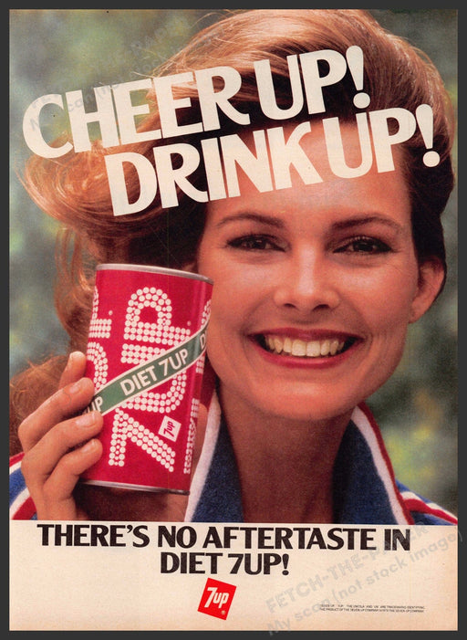 Diet 7UP 1970s Print Advertisement 1979 Smile "Cheer up! Drink up!" Diet 7UP