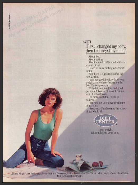 Diet Center 1980s Magazine Print Advertisement 1985 Weight Loss Lady Diet Center