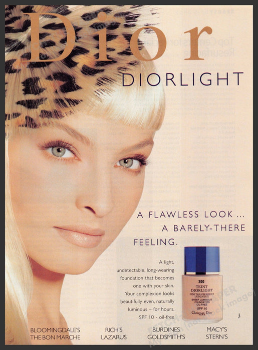 Dior 1990s Magazine Print Advertisement 1998 Diorlight Kristina Semenovskaya Dior