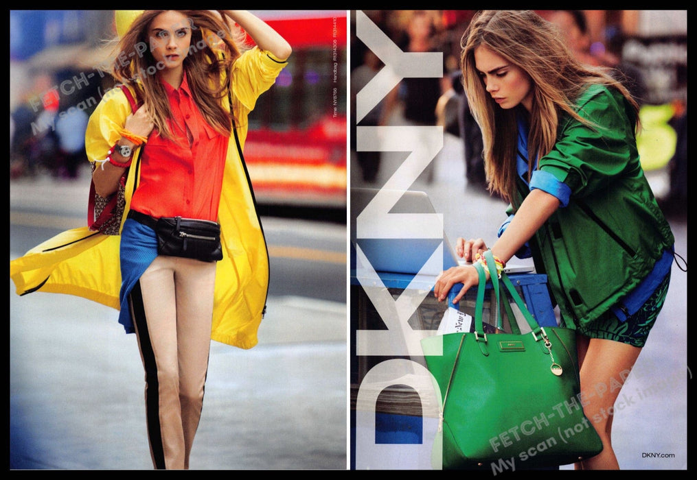 DKNY 2010s Print Advertisement (2 pages) 2013 Actress Cara Delevingne DKNY