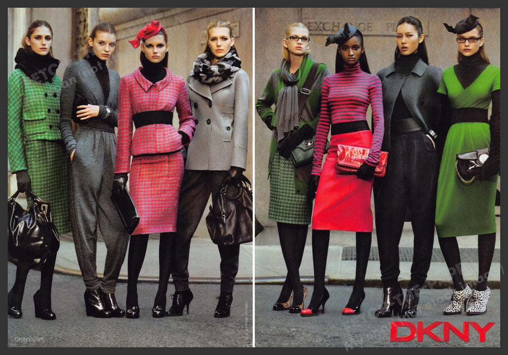 DKNY Fashion 2000s Print Advertisement (2 pages) 2009 Legs Girls Colorful Fetch-the-Paper