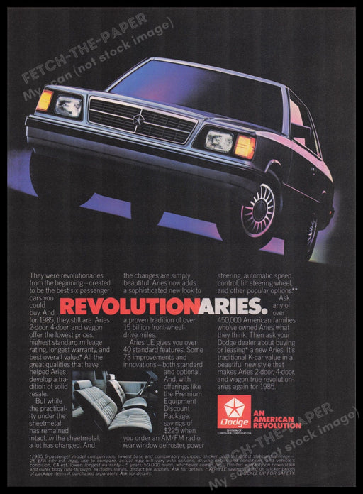 Dodge Aries 1980s Print Advertisement Ad 1985 Fetch the Paper!