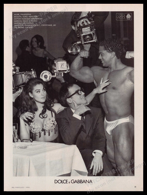 Dolce & Gabbana 1990s Print Advertisement Ad 1992 Male Body Builder Fetch-the-Paper