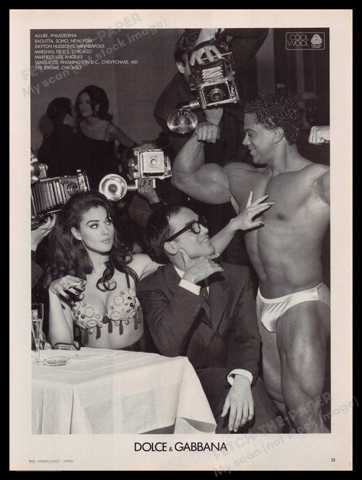 Dolce & Gabbana 1990s Print Advertisement Ad 1992 Male Body Builder Fetch-the-Paper