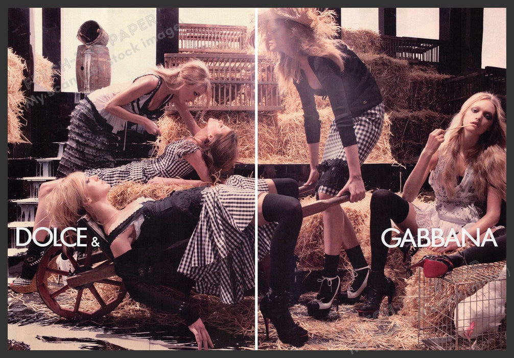 Dolce & Gabbana 2000s Print Advertisement (2 page) 2006 Girls Hay Barn Legs Dolce & Gabbana