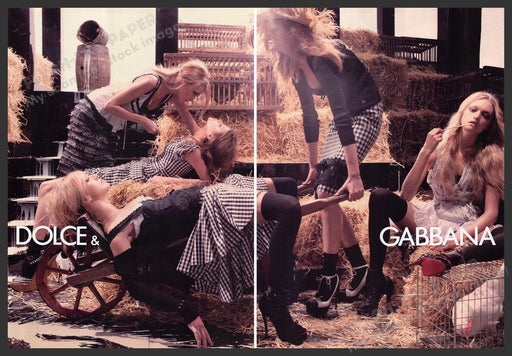 Dolce & Gabbana 2000s Print Advertisement (2 page) 2006 Girls Hay Barn Legs Dolce & Gabbana