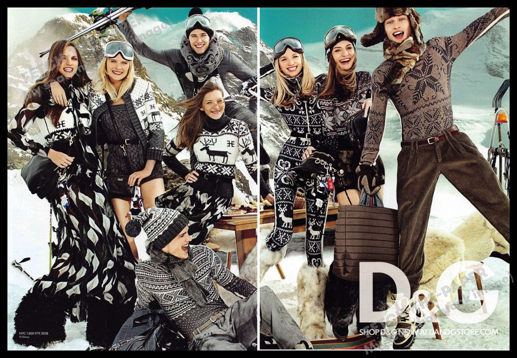 Dolce & Gabbana 2010s Print Advertisement (2 pages) 2010 Friends Snow Winter Fetch-the-Paper