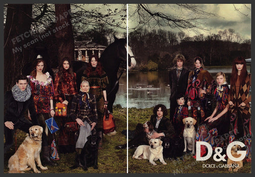 Dolce & Gabbana Clothing 2000s Print Advertisement Ad (2 pages) 2008 Lab Dogs Fetch the Paper!
