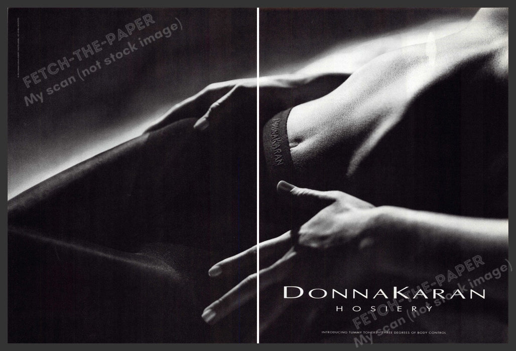 Donna Karan Hosiery 1990s Print Advertisement (2 page) 1993 Fetch-the-Paper