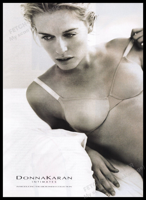 Donna Karan Intimates 1990s Print Advertisement Ad 1999 Bra Model Micromesh Fetch the Paper!