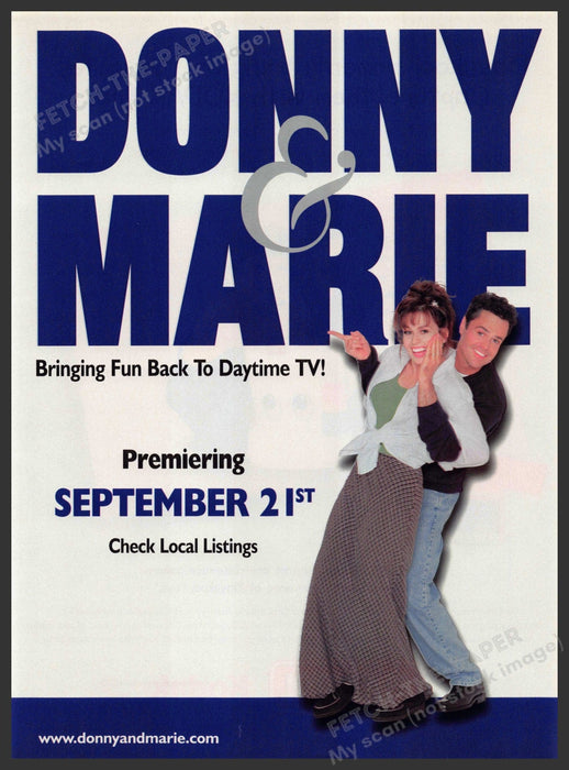 Donny & Marie Osmond 1990s Print Advertisement 1998 Premier Promo Ad Donny & Marie