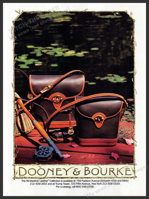 Dooney & Bourke 1990s Print Advertisement 1993 "All-weather leather" Fetch-the-Paper