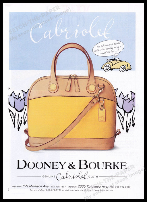 Dooney & Bourke Cabriolet Handbag Promo 1990s Print Advertisement Ad 1998 Fetch the Paper!