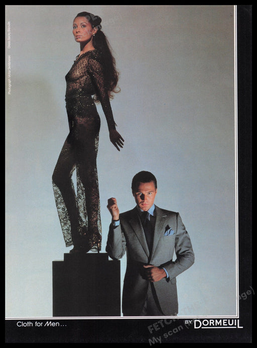 Dormeuil Cloth for Men 1980s Print Advertisement Ad 1982 Sexy Model Legs Fetch the Paper!