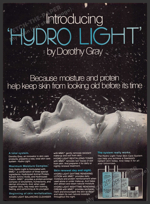 Dorothy Gray Hydro Light 1980s Print Advertisement 1982 Face Moisture Skin Dorothy Gray