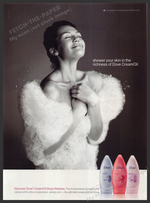 Dove 2000s Magazine Print Advertisement 2009 Bubbles Shower Skin CreamOil Dove