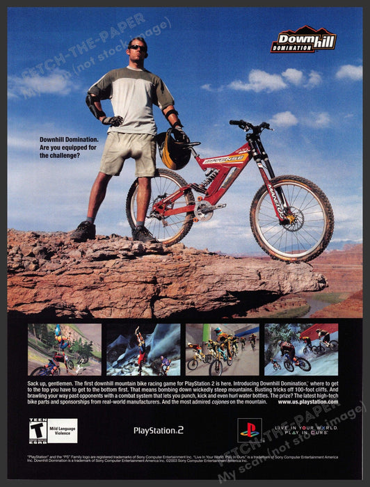Downhill Domination 2000s Video Game Print Advertisement 2003 Mountain Biking Fetch-the-Paper
