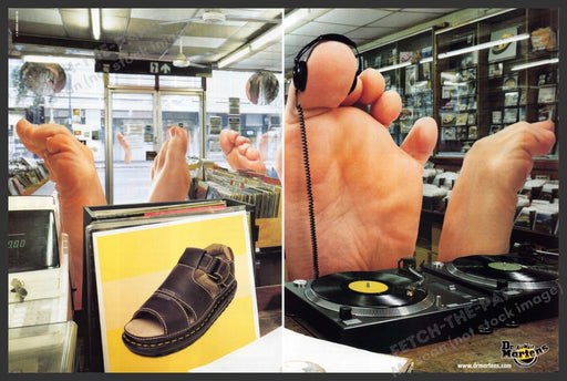 Dr. Martens AirWair Shoes Record Store Feet 2001 Print Advertisement (2 Pages) Dr. Martens