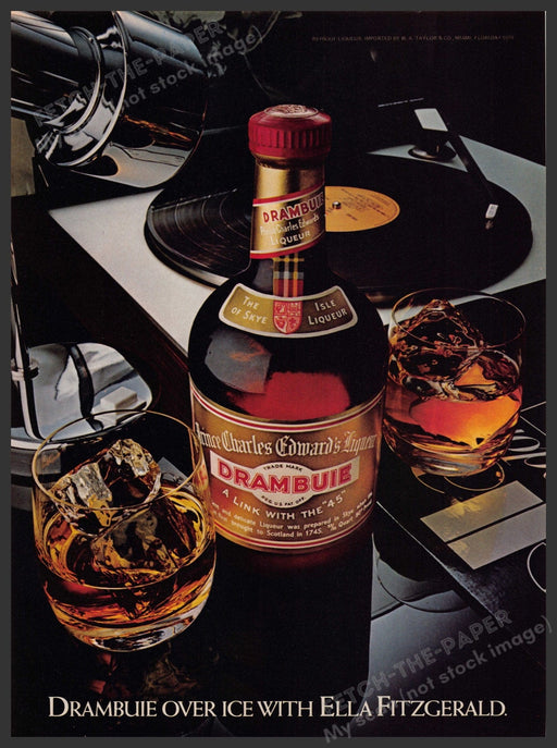 Drambuie Ella Fitzgerald Record Playing 1970s Print Advertisement Ad 1979 Fetch-the-Paper