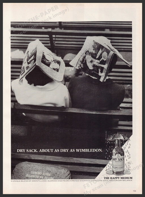 Dry Sack Sherry Wimbledon Stands 1980s Print Advertisement Ad 1986 Fetch-the-Paper