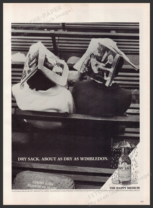 Dry Sack Sherry Wimbledon Stands 1980s Print Advertisement Ad 1986 Fetch-the-Paper