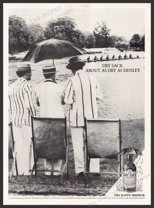 Dry Sack Team Rowing 1980s U.K. Print Advertisement Ad 1986 Dry Sack