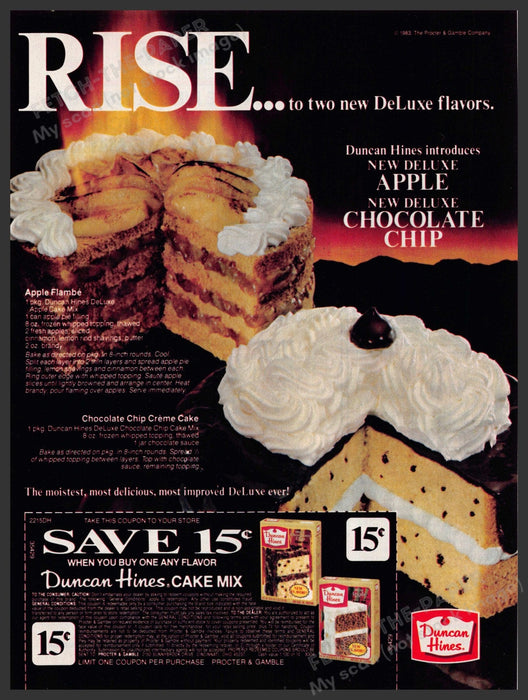 Duncan Hines 1980s Print Advertisement Ad 1983 Apple Flame Creme Cake Recipes Duncan Hines