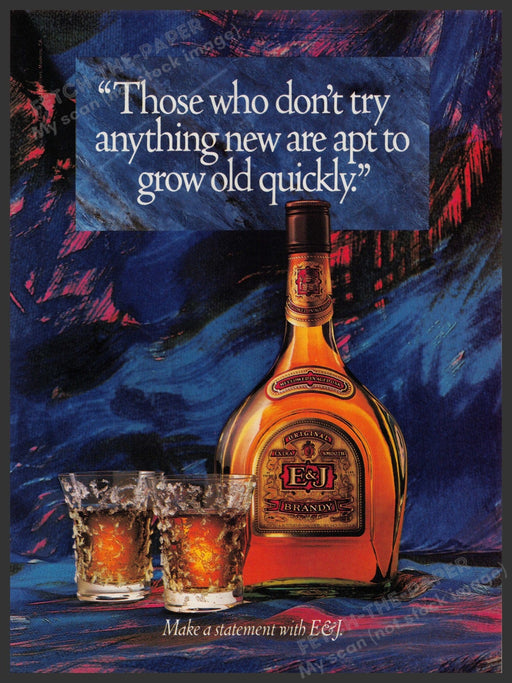 E & J Brandy 1980s Print Advertisement Ad 1988 "Make a statement with E & J" Fetch-the-Paper