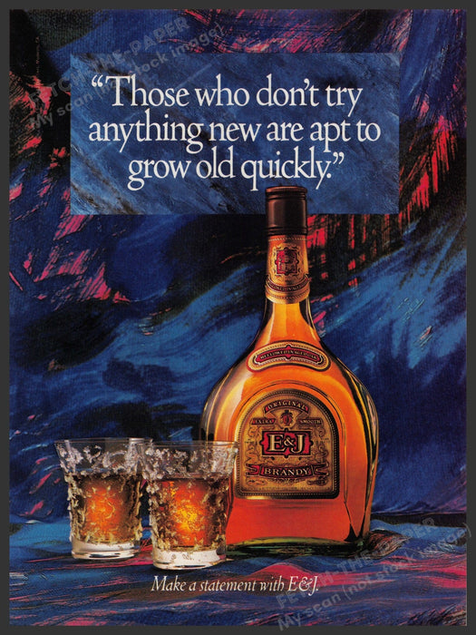 E & J Brandy 1980s Print Advertisement Ad 1988 "Make a statement with E & J" Fetch-the-Paper