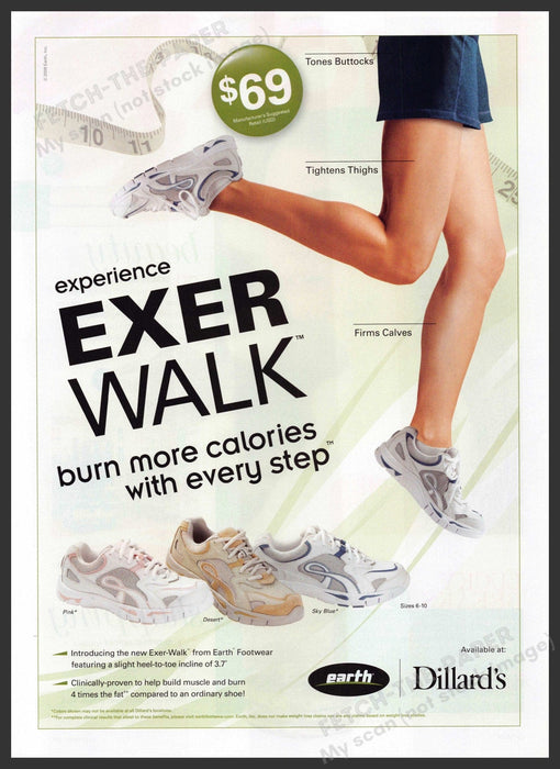 Earth Exer Walk Shoes 2000s Print Advertisement 2005 Legs Jumping Earth