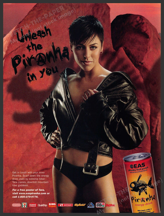 EAS Piranha Energy Drink 2000s Print Advertisement Ad 2002 Fetch-the-Paper