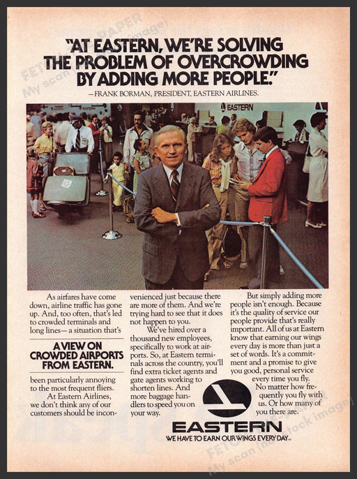 Eastern Airlines 1970s Print Advertisement 1979 Overcrowding Airports Solution Eastern Airlines