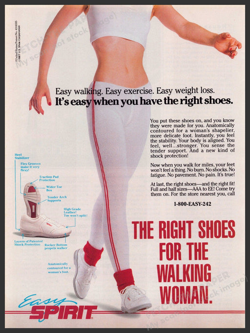 Easy Spirit 1980s Magazine Print Advertisement 1988 Walking Woman Legs Easy Spirit